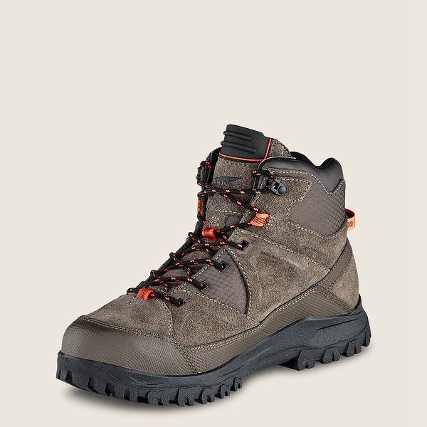 Red Wing Hiking Boots Grey Brown - Mens Trbo - 5-inch Waterproof Soft Toe - 7134-HWIUQ